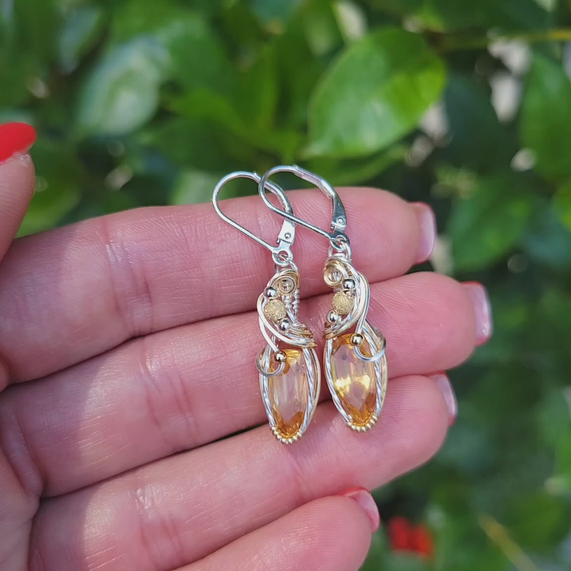 Mixed Metal Citrine Earrings