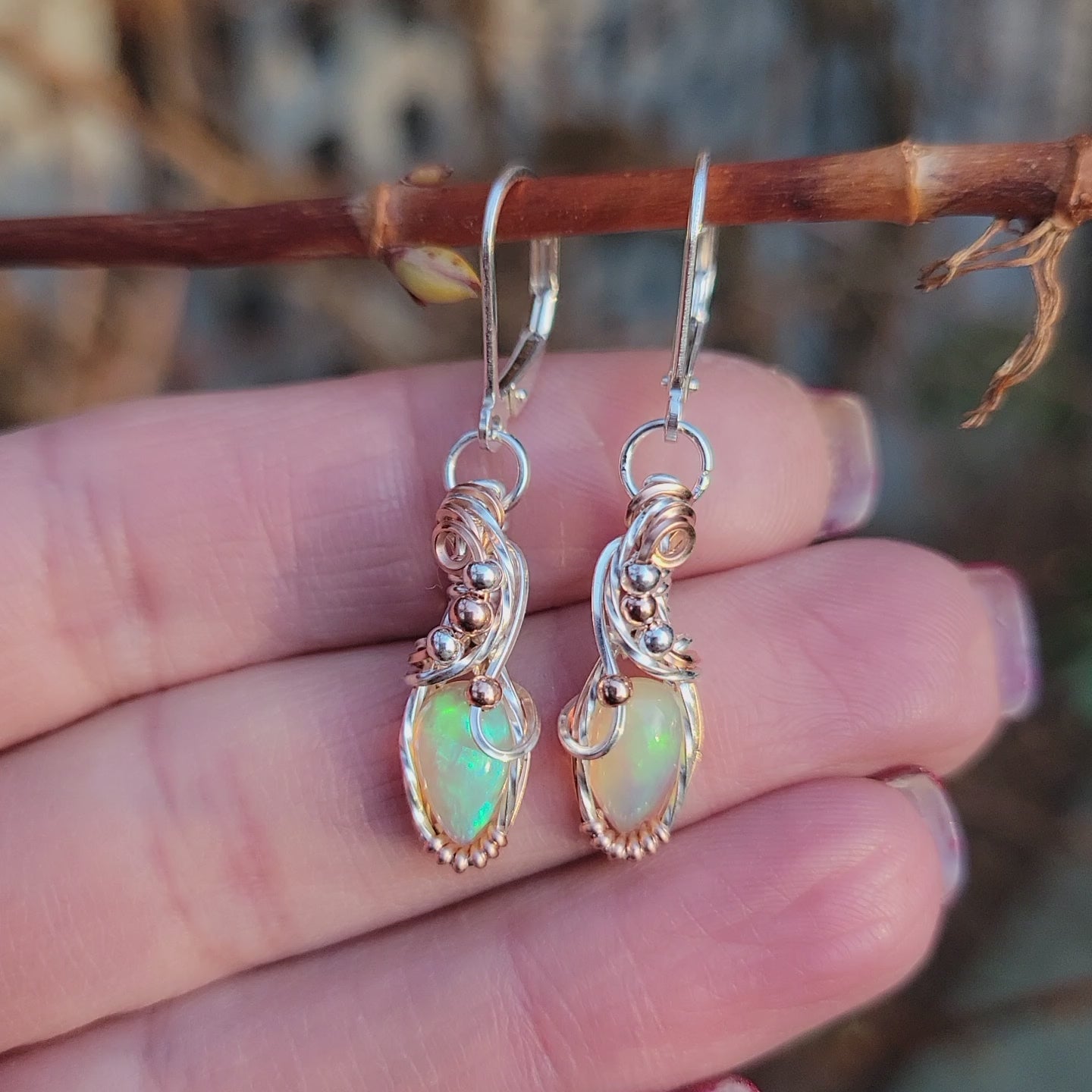 Mixed Metal Ethiopian Opal Earrings