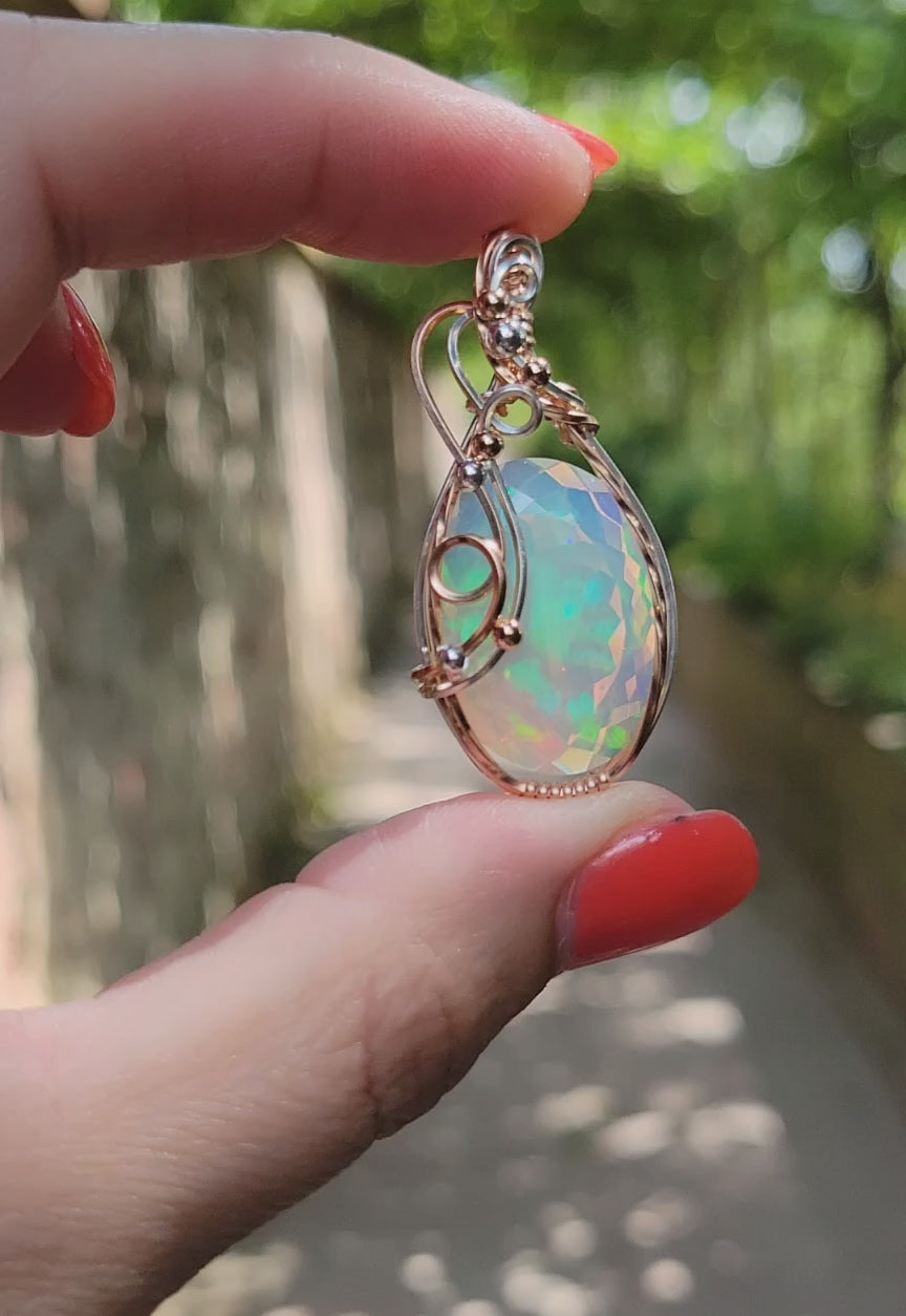 Mixed Metal Ethiopian Welo Opal Pendant