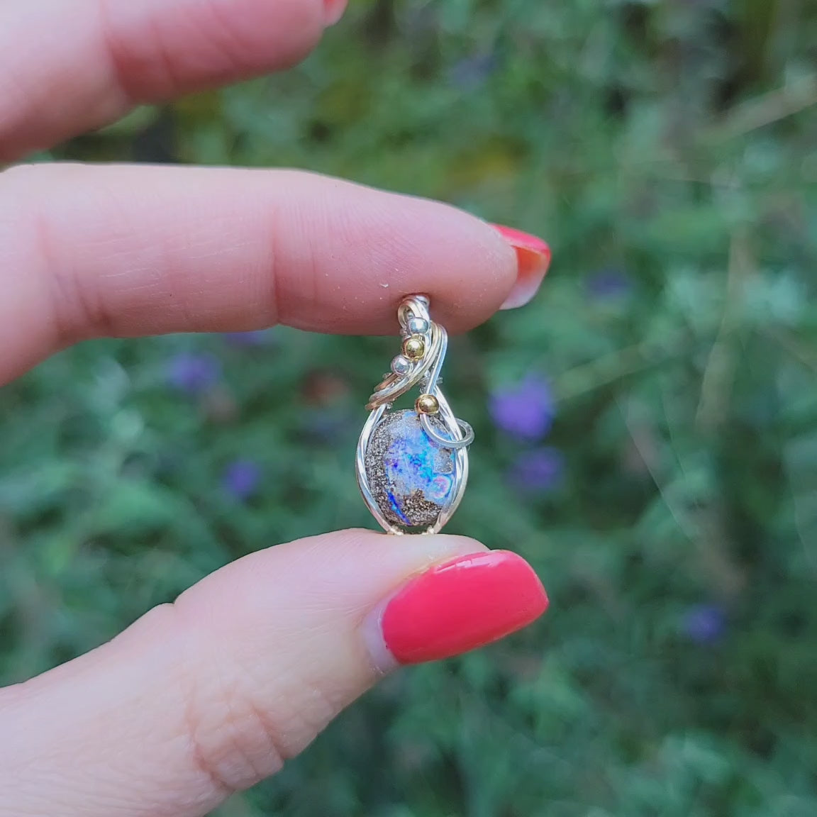 Mixed Metal Boulder Opal Pendant