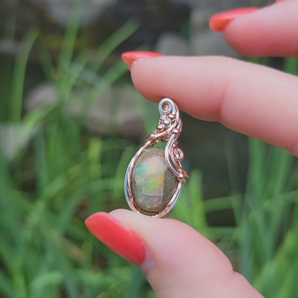 Mixed Metal Ethiopian Opal in Matrix Pendant