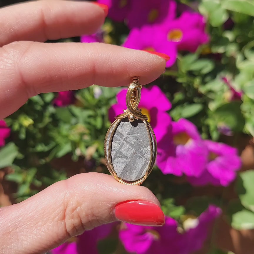 14k Yellow Gold Gibeon Meteorite Pendant