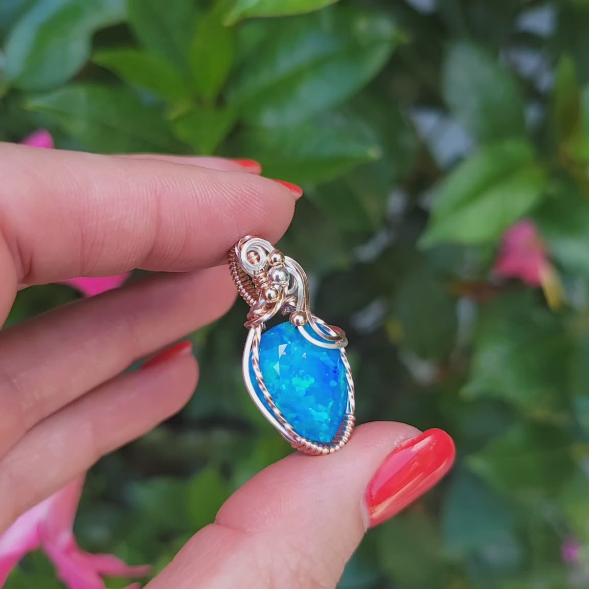 Mixed Metal Paraiba Ethiopian Welo Opal Pendant