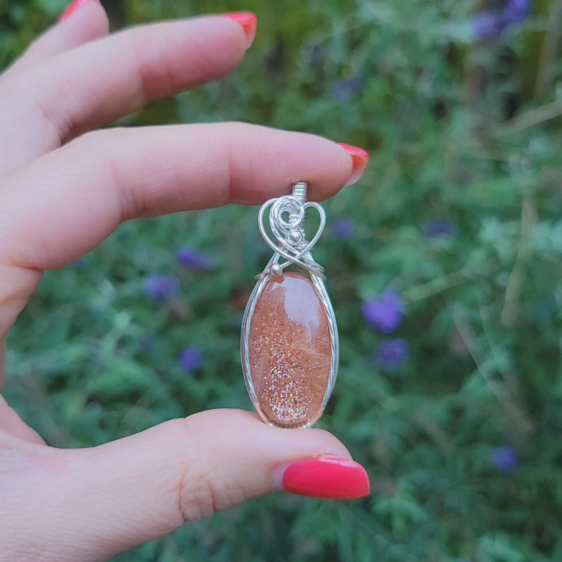 Sterling Silver Confetti Sunstone Pendant