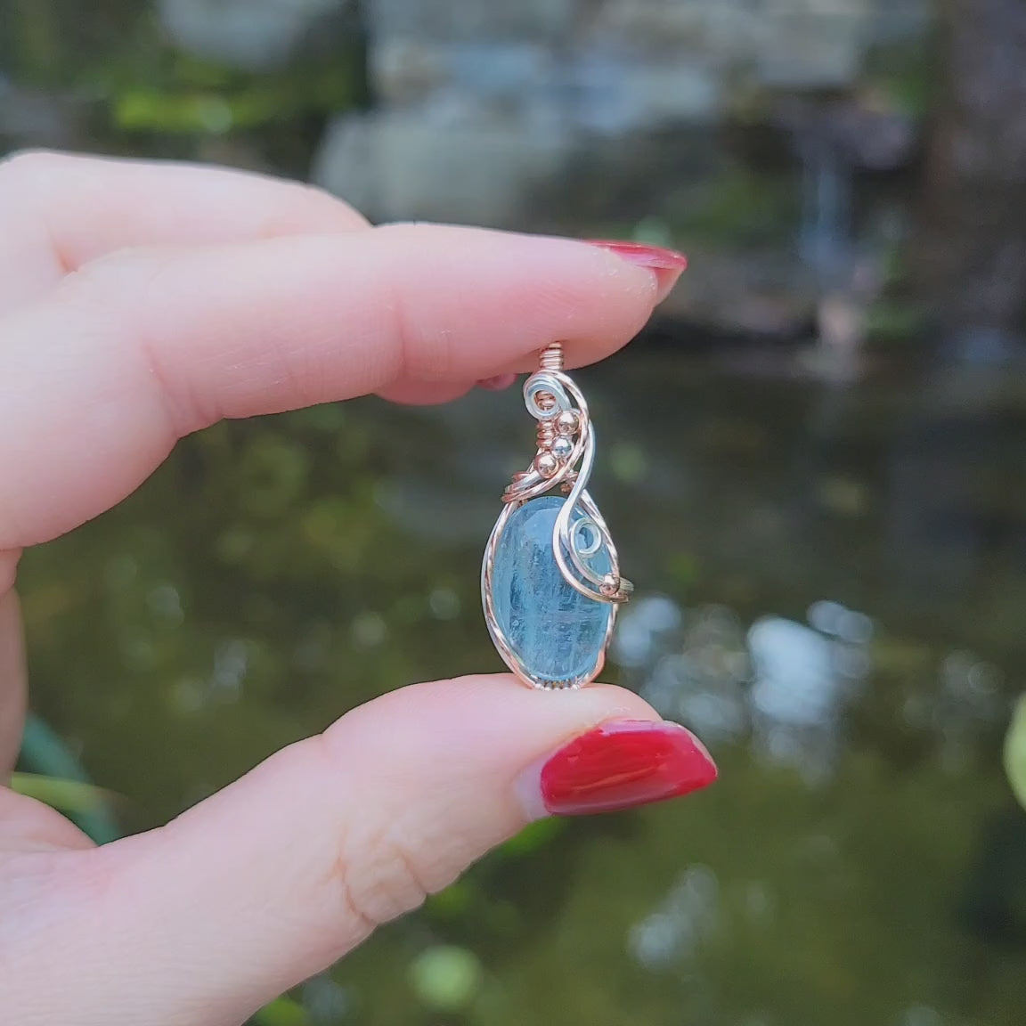 Mixed Metal Aquamarine Pendant