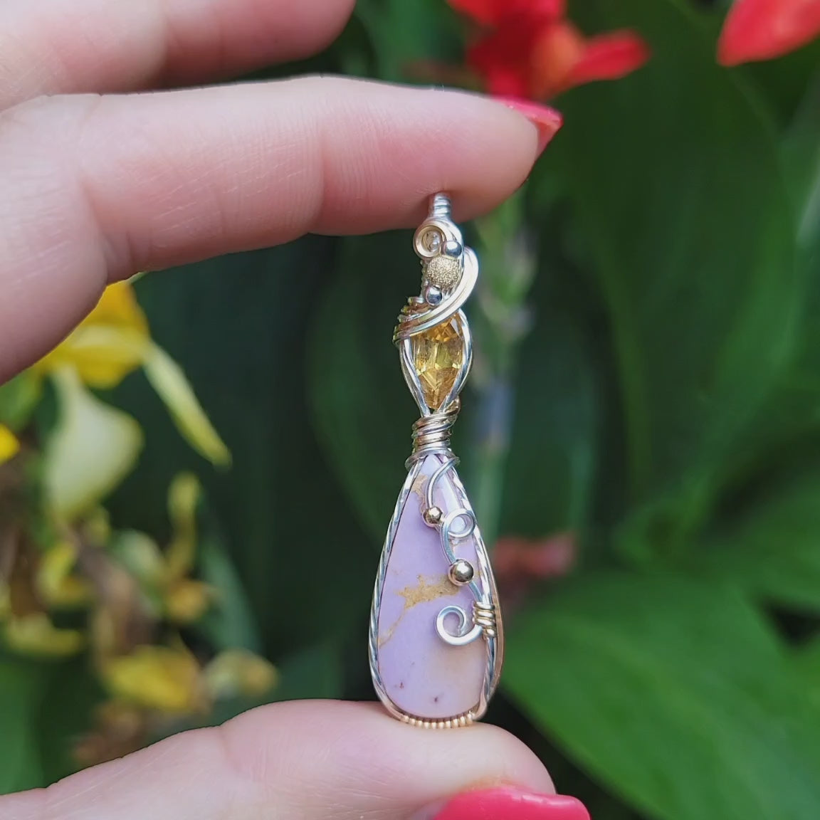 Mixed Metal Phosphosiderite/Citrine Pendant