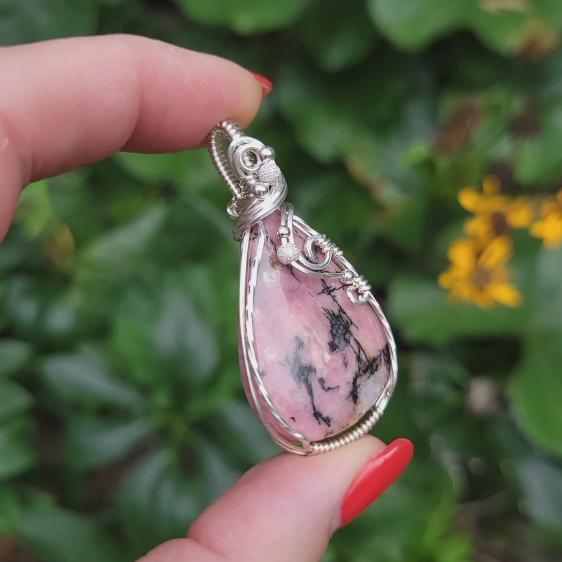 Sterling Silver Rhondonite Pendant