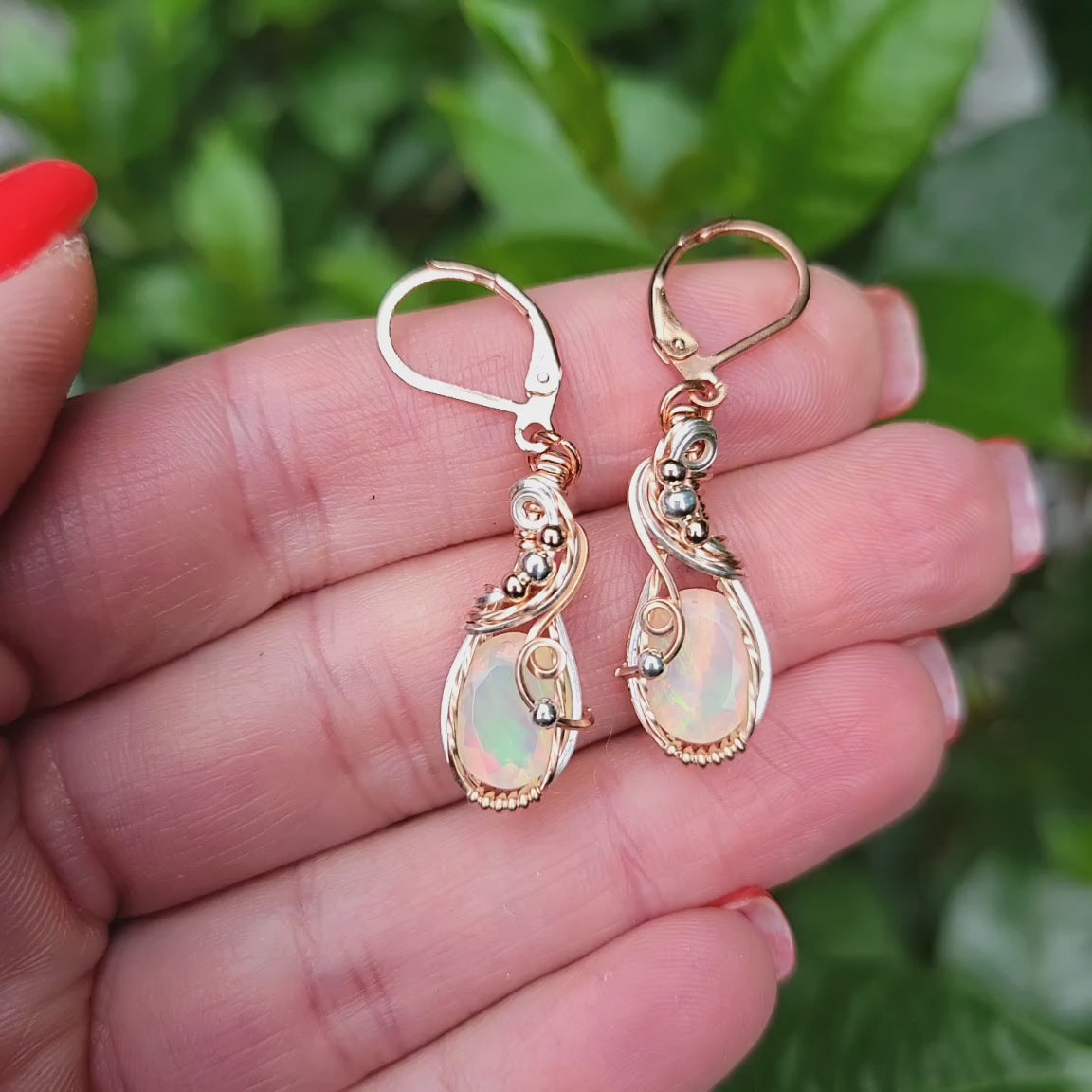 Mixed Metal Ethiopian Fire Opal Earrings