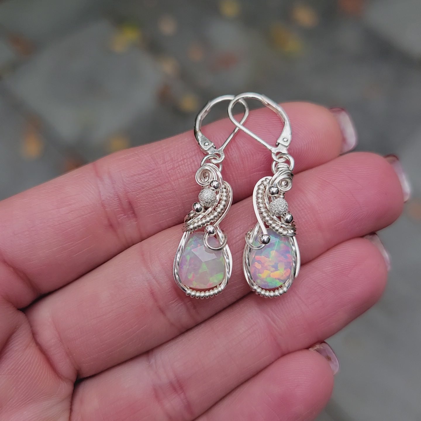 Sterling Silver Ethiopian Fire Opal Earrings