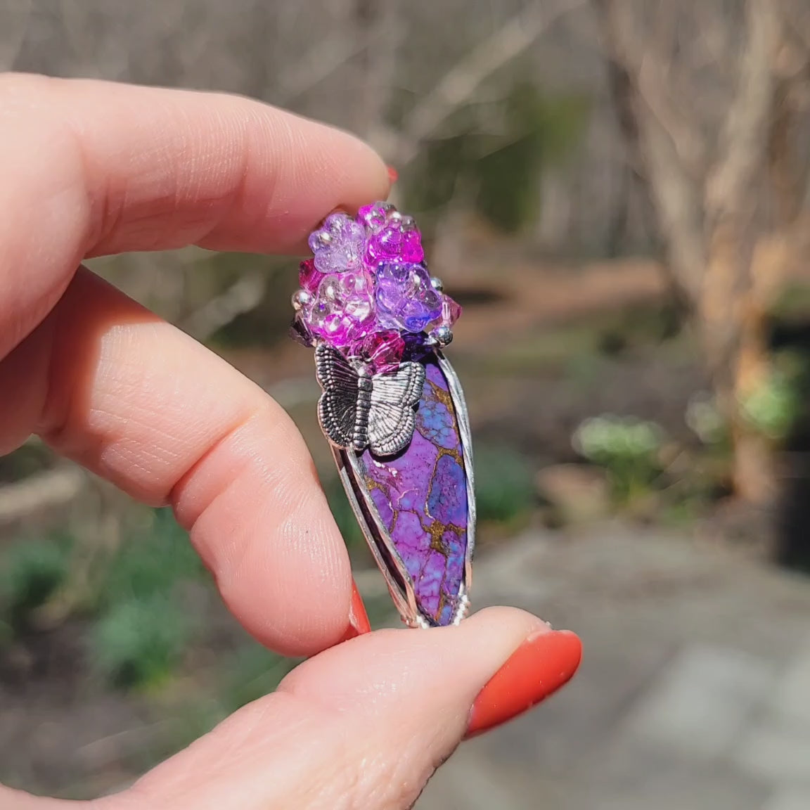 Sterling Silver Purple Mohave Turquoise Spring Pendant