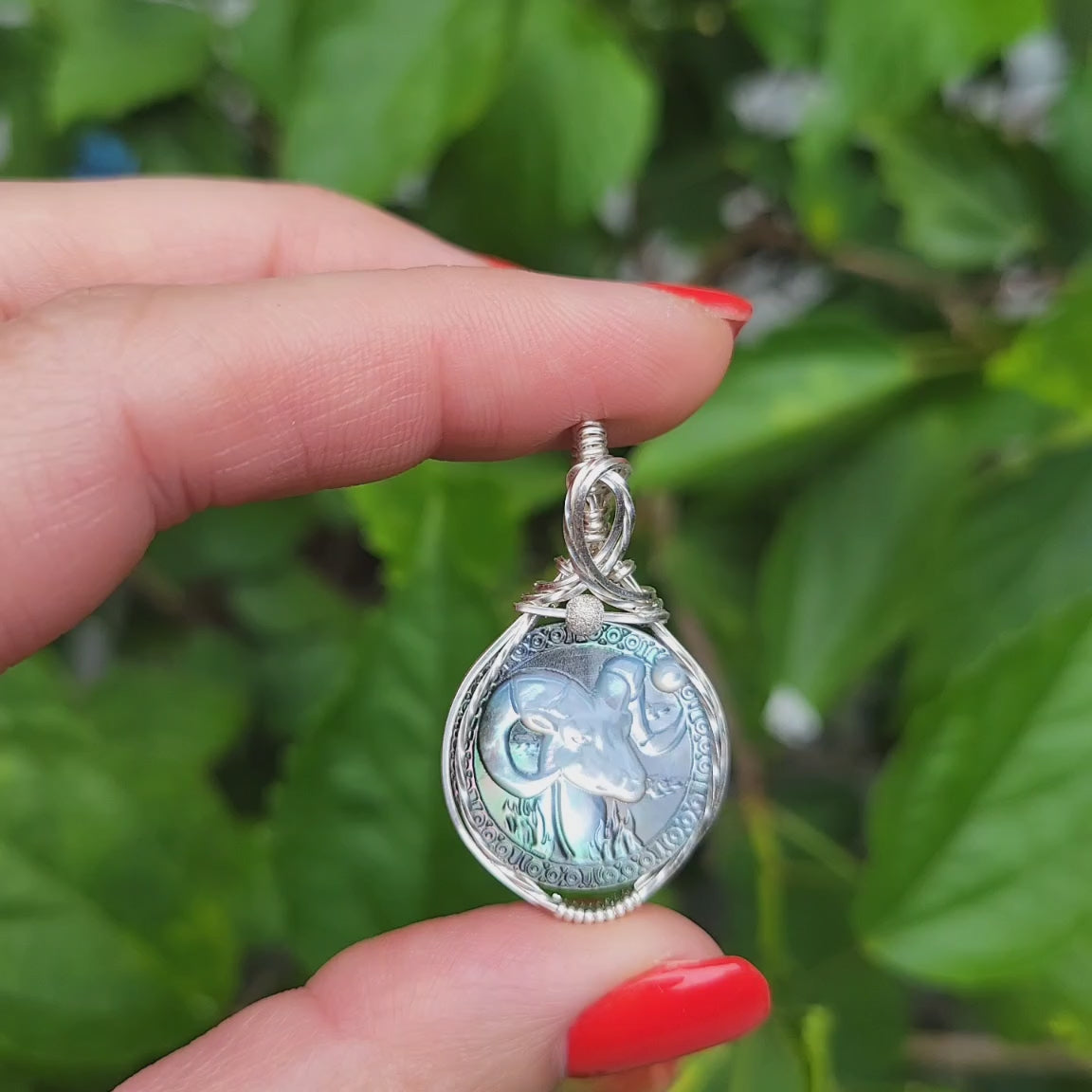Sterling Silver Mother of Pearl Zodiac Pendant