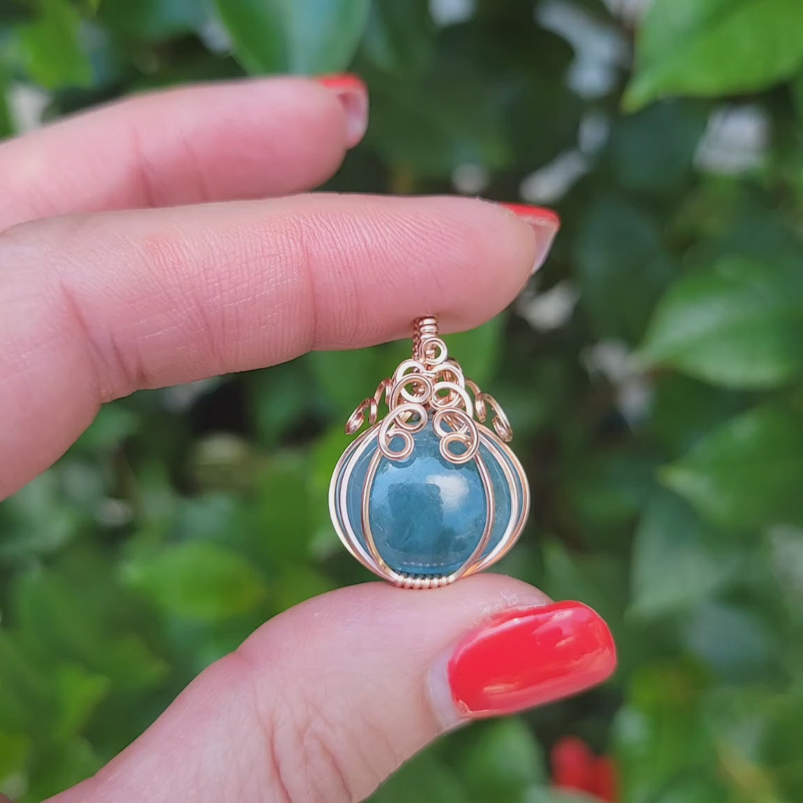 Rose Gold Aquamarine Mini Pumpkin Pendant