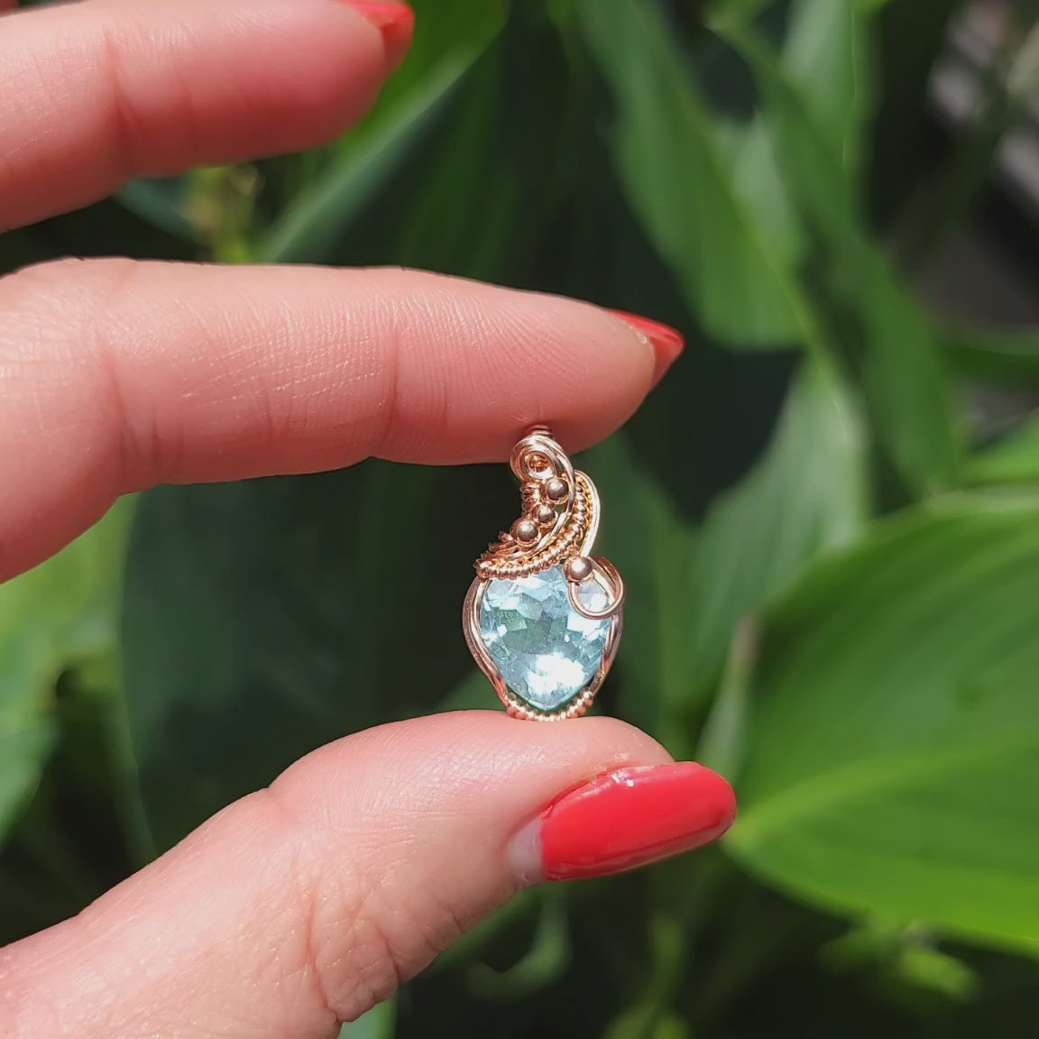 14K Rose Gold Filled Aquamarine Pendant