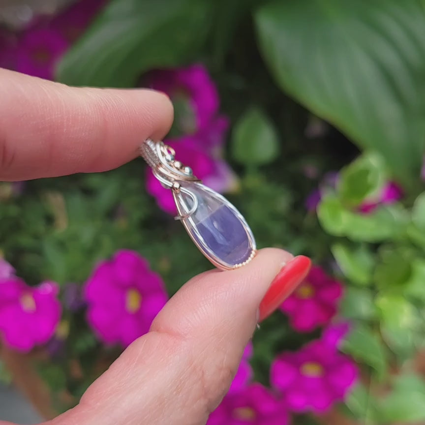 Mixed Metal Bi-color Lavender Fluorite Pendant