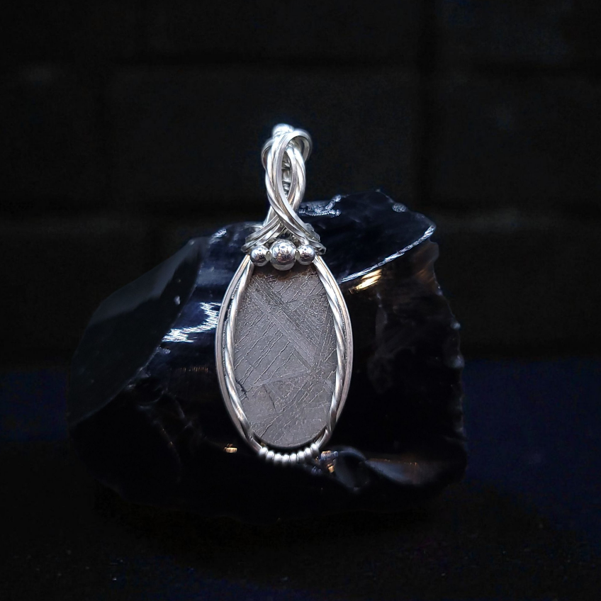 Sterling Silver Gibeon Meteorite Pendant