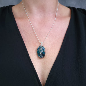 Sterling Silver Chrysocolla Tree Pendant