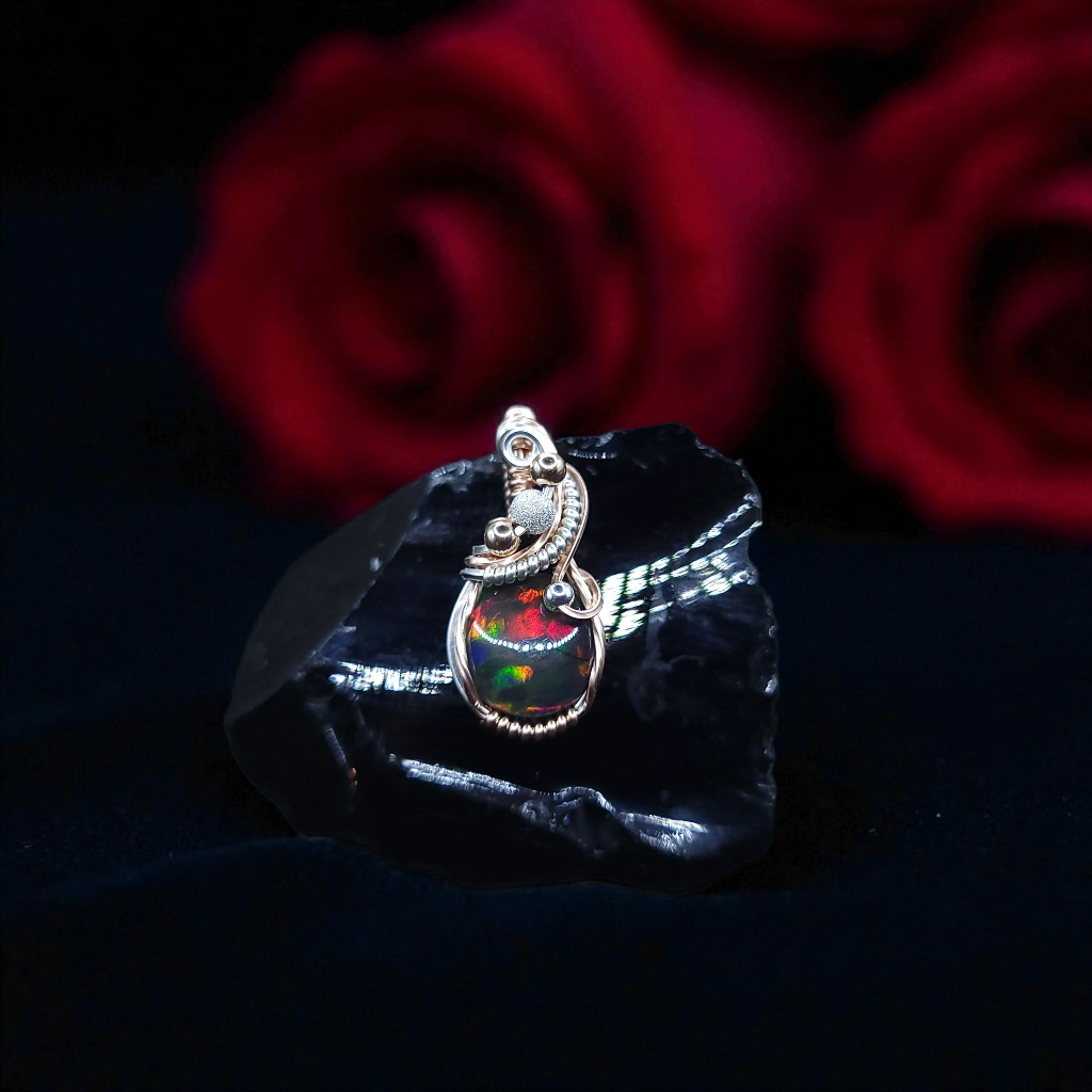 Mixed Metal Ethiopian Opal Pendant