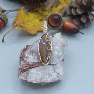 Mixed Metal Meteor Shower Rainbow Lattice Sunstone Pendant