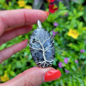 Sterling Silver Larvikite Tree Pendant