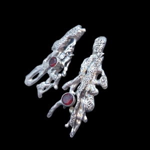 Antique Sterling Silver Garnet Earrings