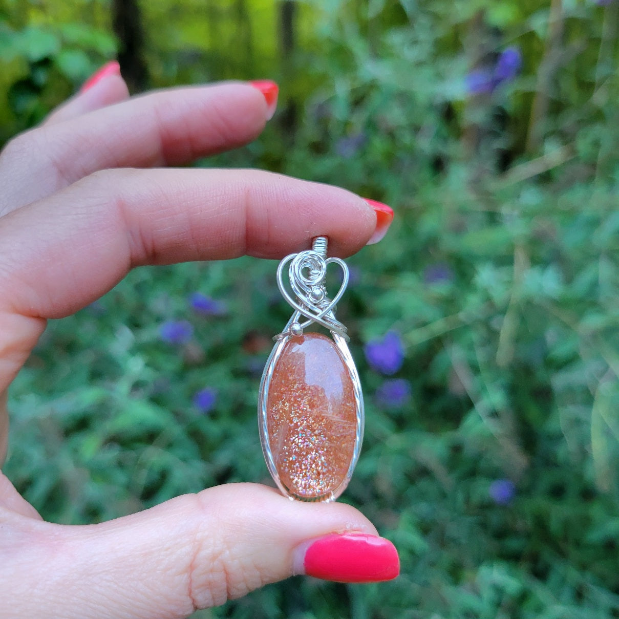 Sterling Silver Confetti Sunstone Pendant