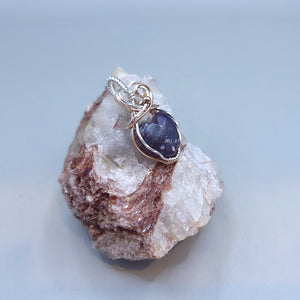 Mixed Metal Iolite Sunstone Heart Pendant