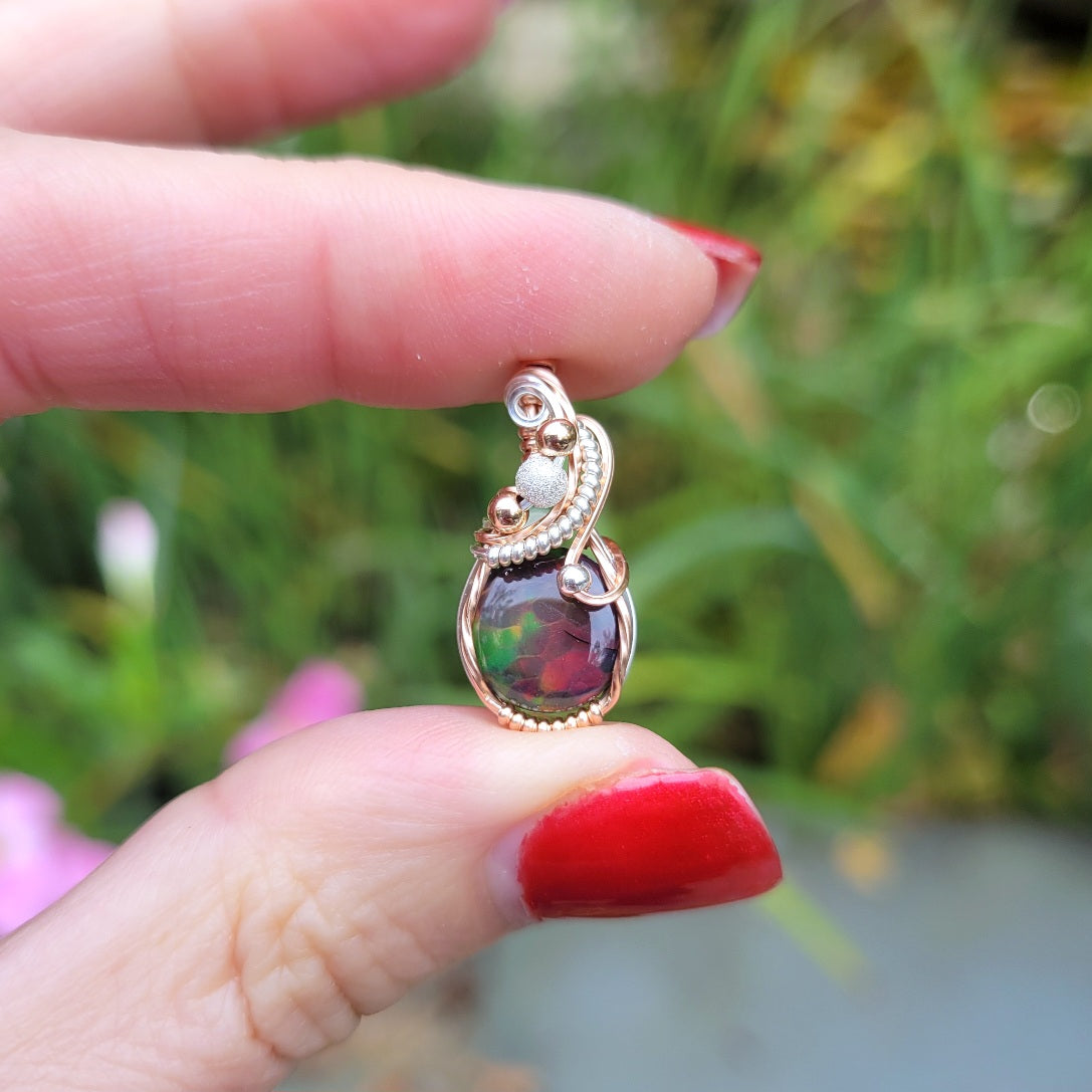 Mixed Metal Ethiopian Opal Pendant