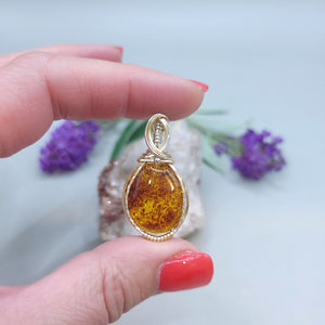 Mixed Metal Baltic Amber Pendant