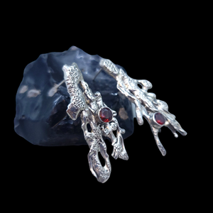 Antique Sterling Silver Garnet Earrings