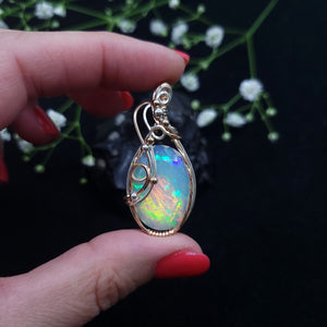 Mixed Metal Ethiopian Welo Opal Pendant