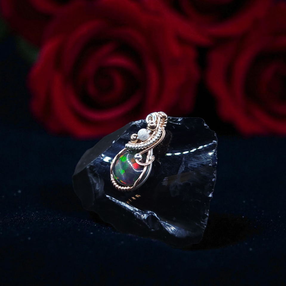 Mixed Metal Ethiopian Opal Pendant
