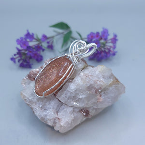 Sterling Silver Confetti Sunstone Pendant