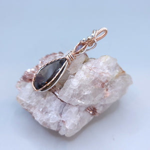 Mixed Metal Smoky Quartz/Diaspore Doublet Pendant