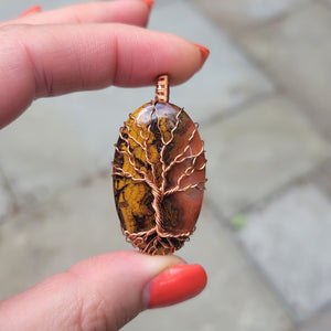 Indonesian Seam Agate Copper Tree Pendant