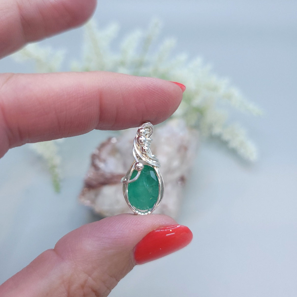 Sterling Silver Zambian Emerald Pendant