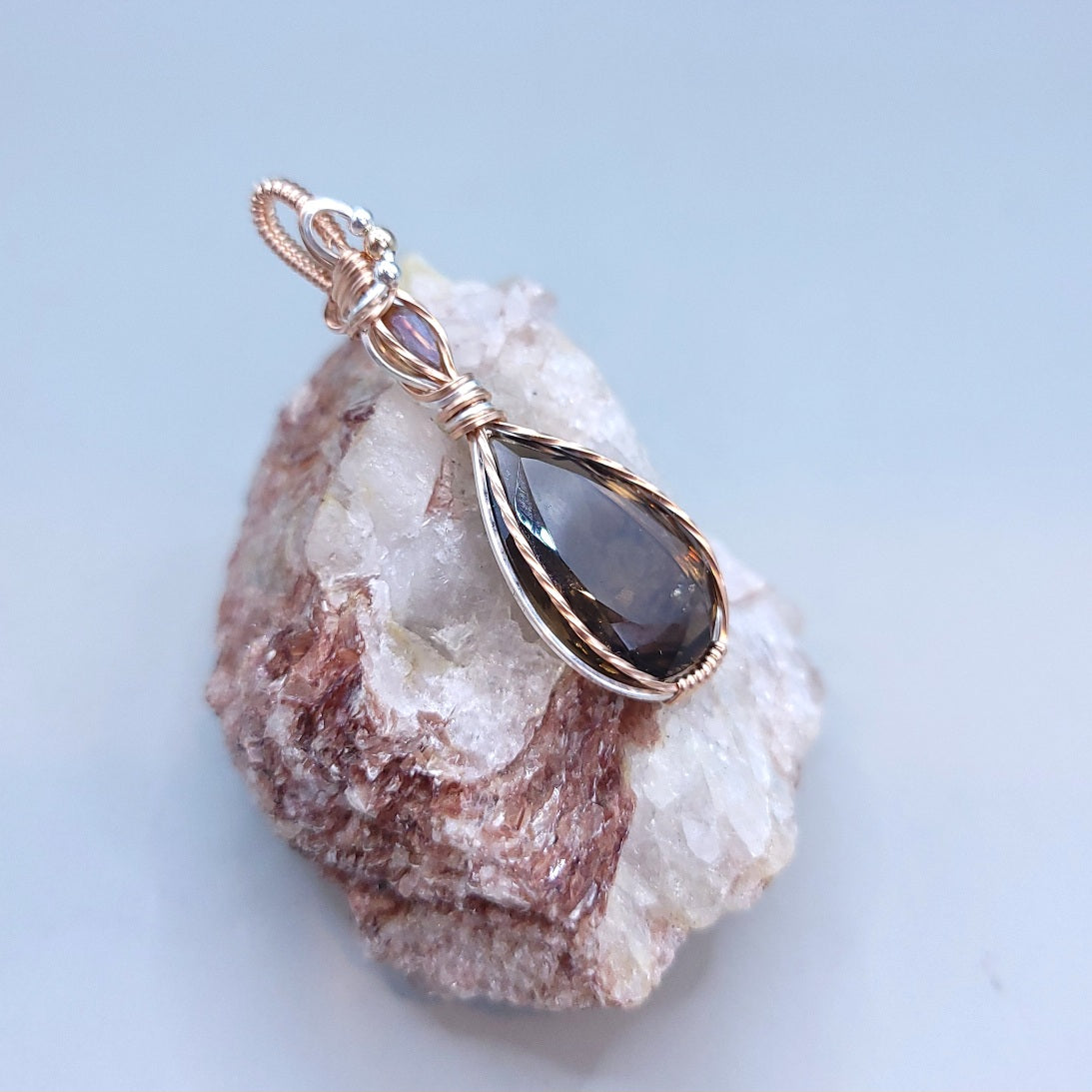 Mixed Metal Smoky Quartz/Diaspore Doublet Pendant