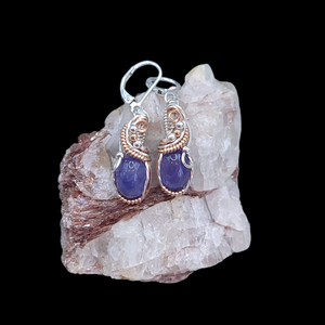 Mixed Metal Sterling Silver Tanzanite Earrings