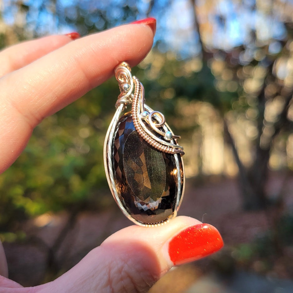 Mixed Metal Smoky Quartz Pendant