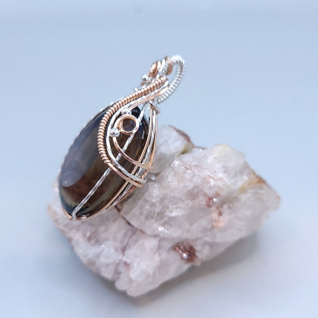 Mixed Metal Smoky Quartz Pendant