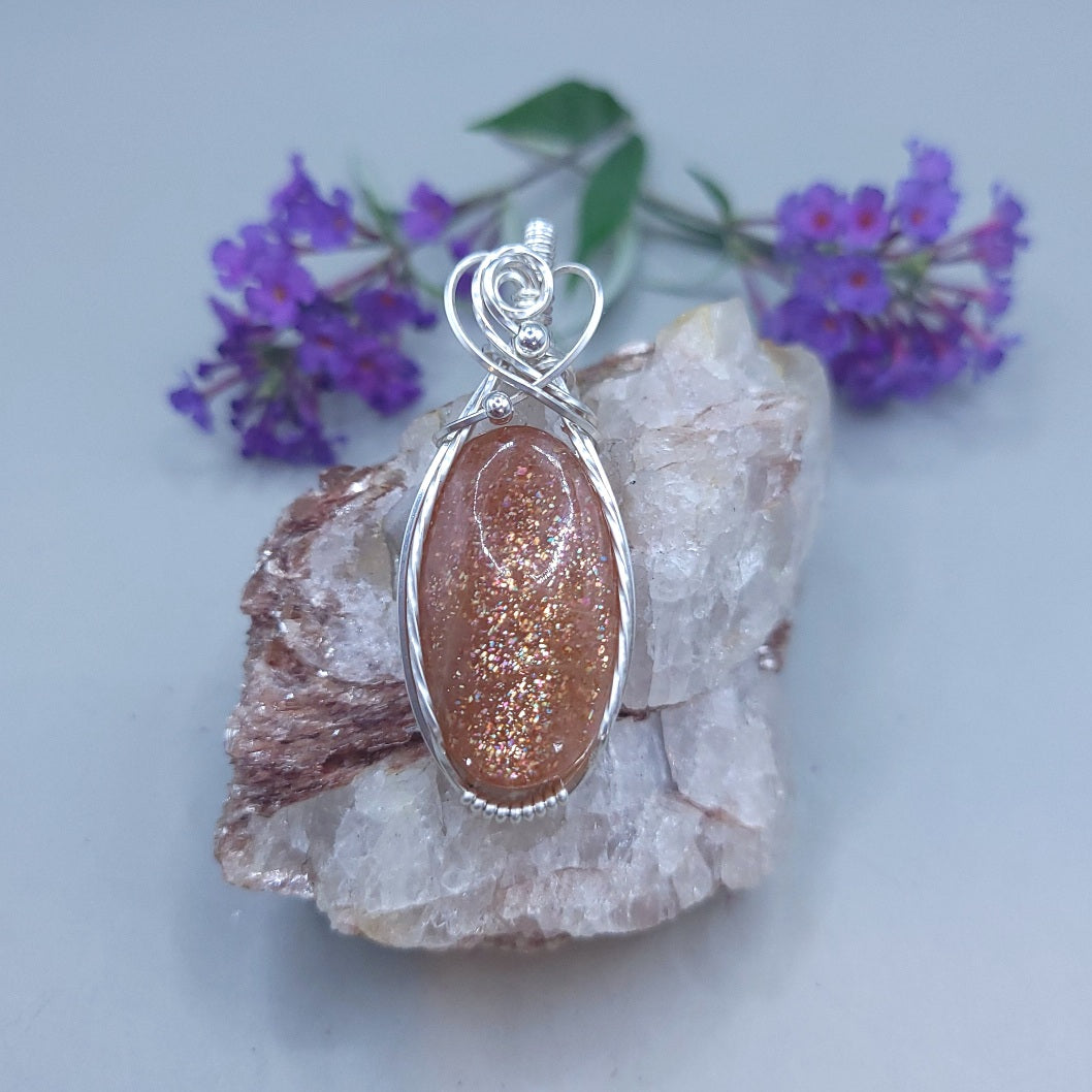 Sterling Silver Confetti Sunstone Pendant