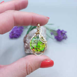 Mixed Metal Monarch Opal Pendant