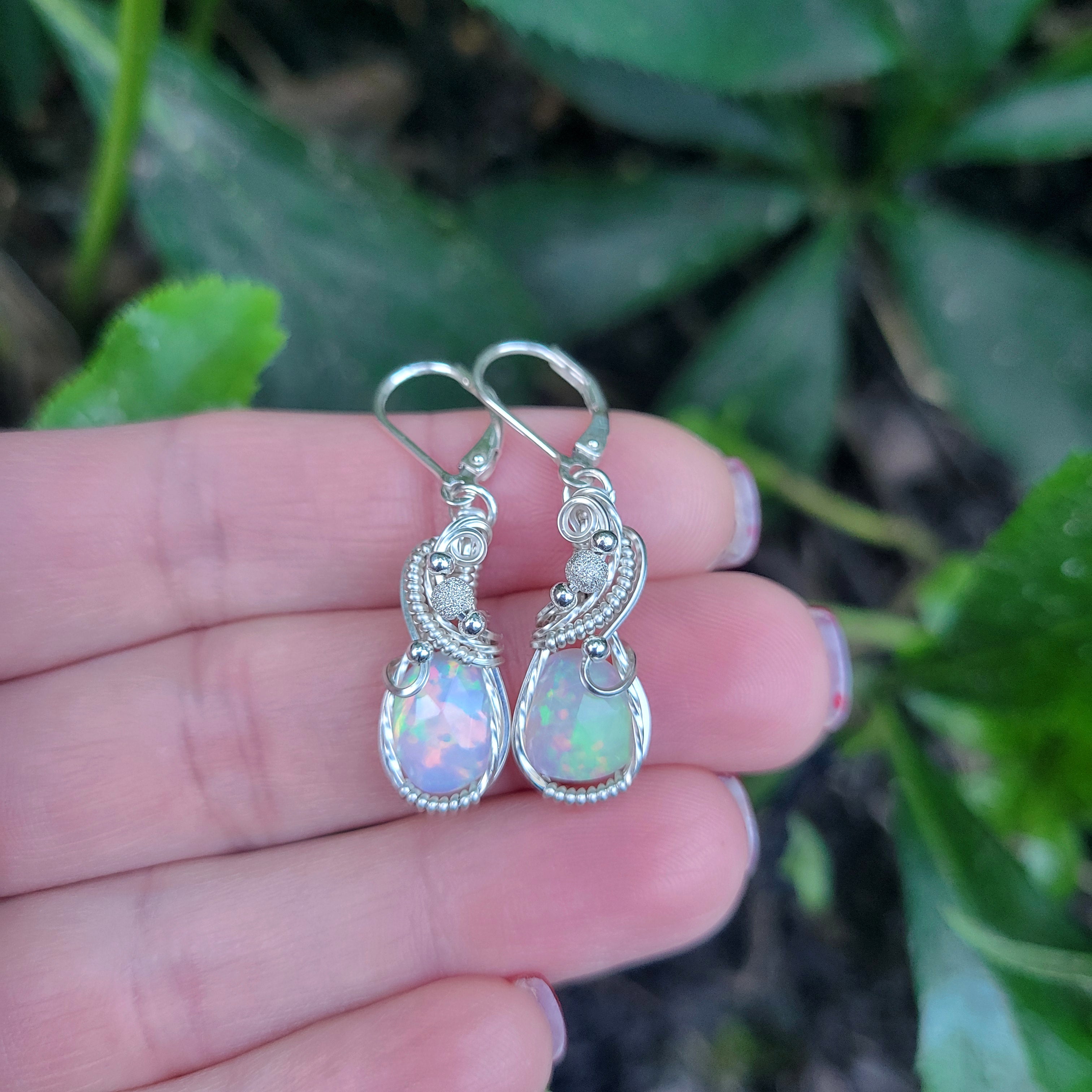 Sterling Silver Ethiopian Fire Opal Earrings