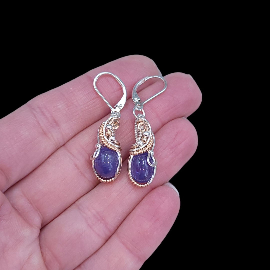Mixed Metal Sterling Silver Tanzanite Earrings