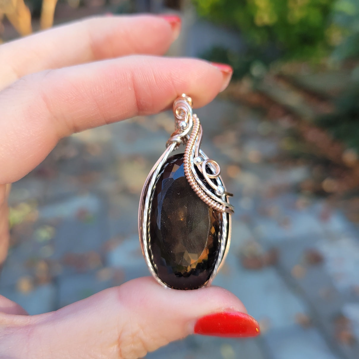 Mixed Metal Smoky Quartz Pendant