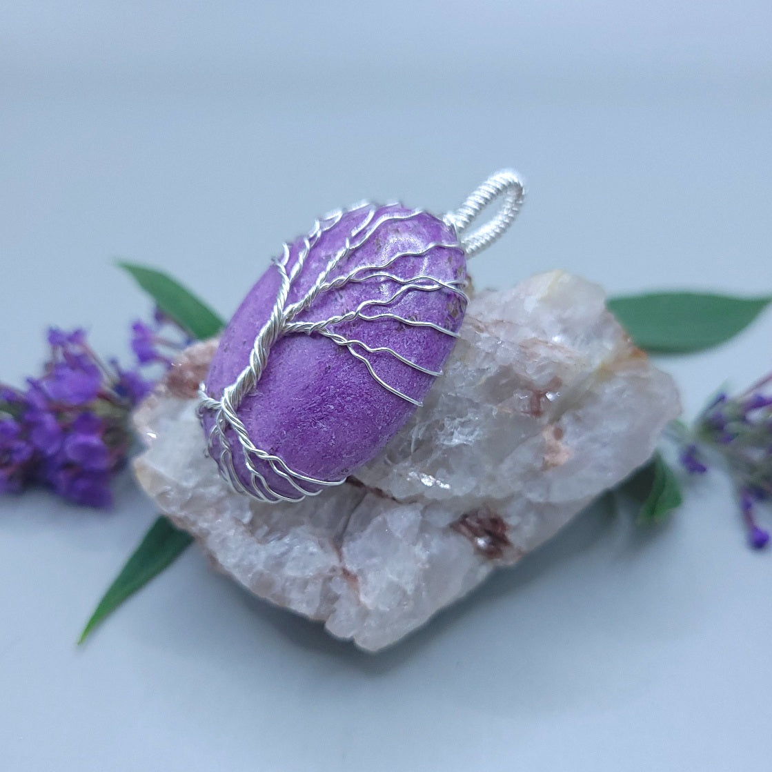 Sterling Silver Purple Stichtite Tree Pendant