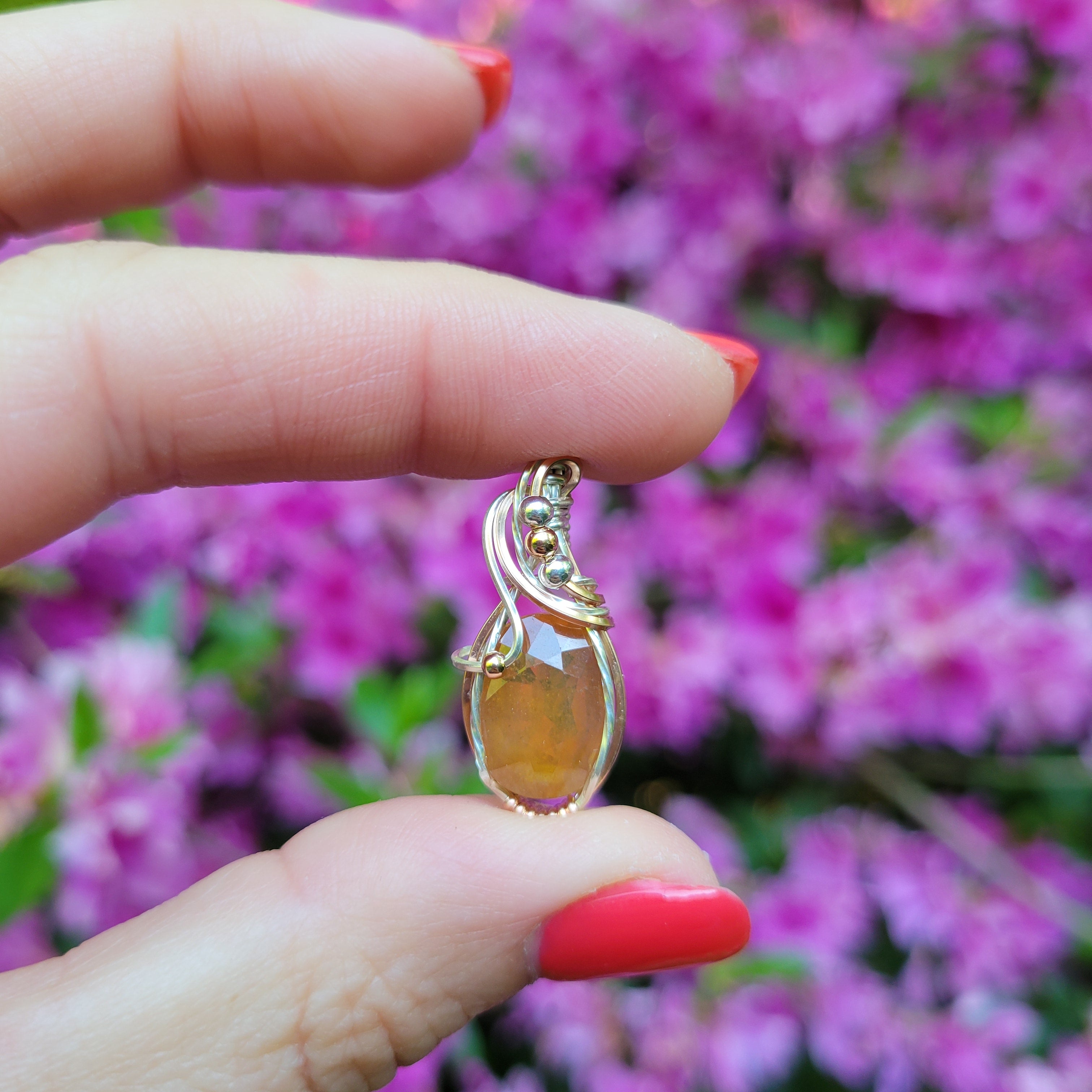 Mixed Metal Yellow Sapphire Pendant