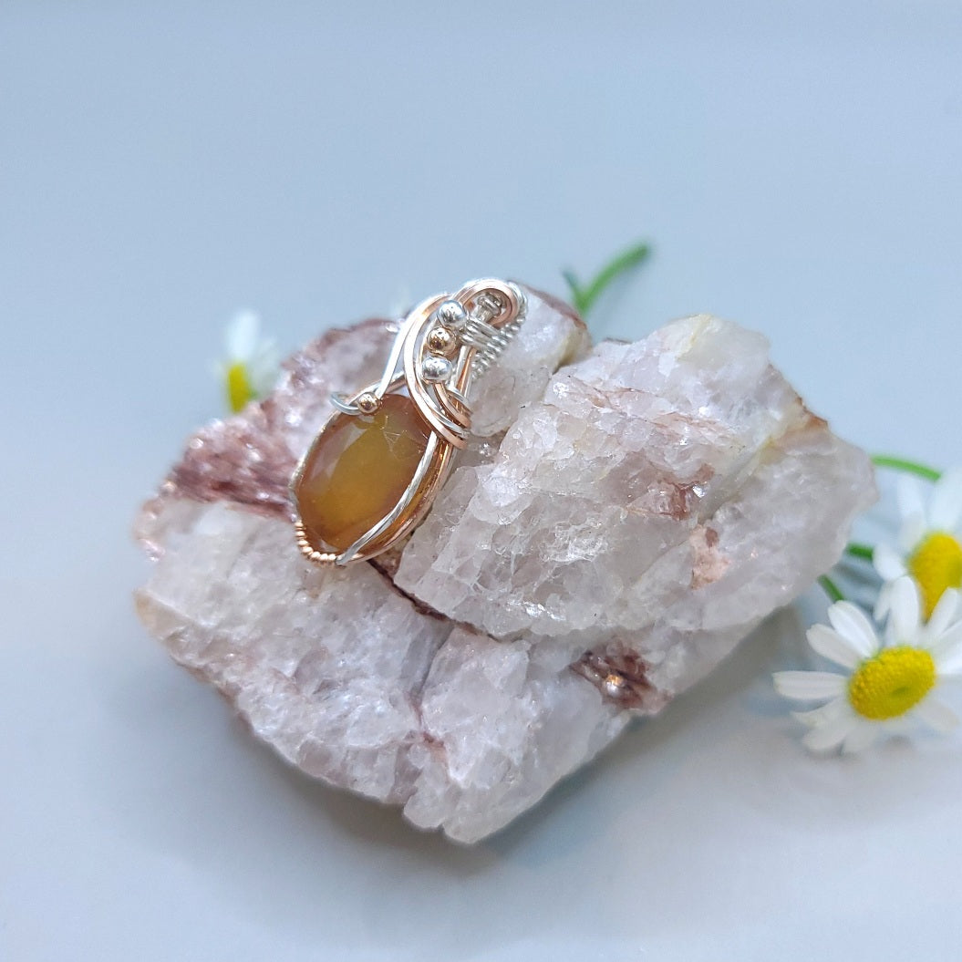 Mixed Metal Yellow Sapphire Pendant