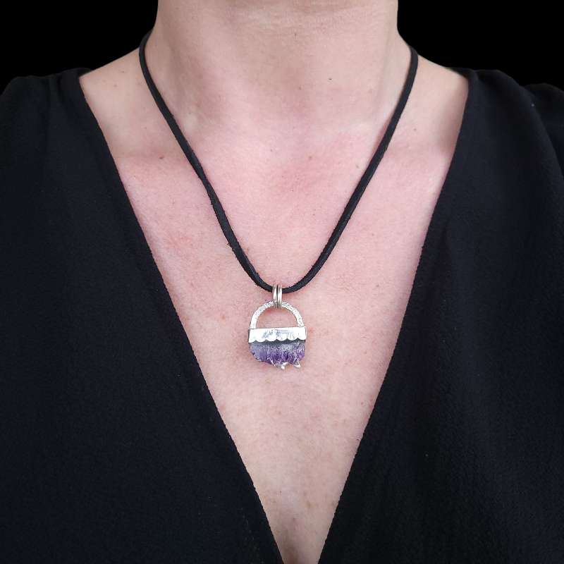 Sterling Silver Reversible Amethyst Pendant