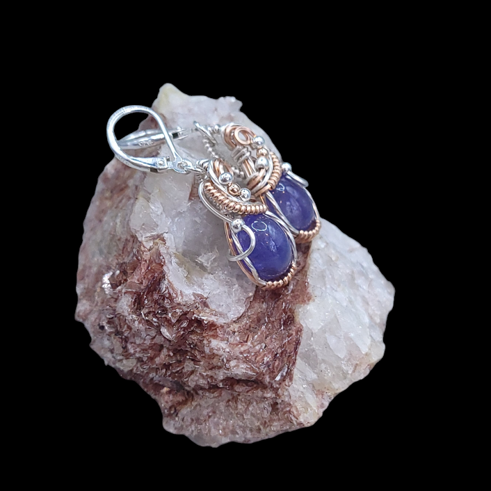Mixed Metal Sterling Silver Tanzanite Earrings
