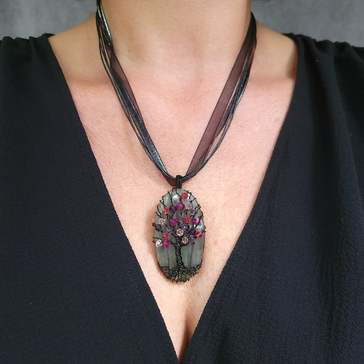 Labradorite Crystal Tree Pendant